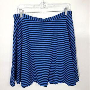 New York and Company Women's  Mini‎ Skirt Size Large L Black Blue Striped Office
